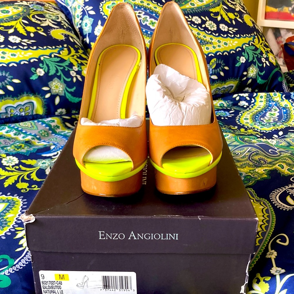Enzo Angiolini LoveUToo Peep Toe Leather Heels